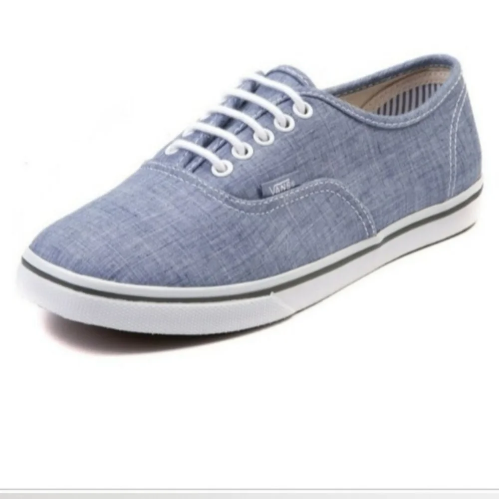 Vans Unisex Authentic Lo Pro Chambray Blue True White Sneaker - Picture 2 of 5
